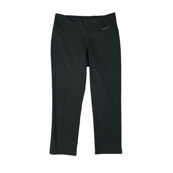 Nike Leggings Womens S Small Black Legendary Dri Fit Cropped Wide Wasitband Yoga - Picture 1 of 14